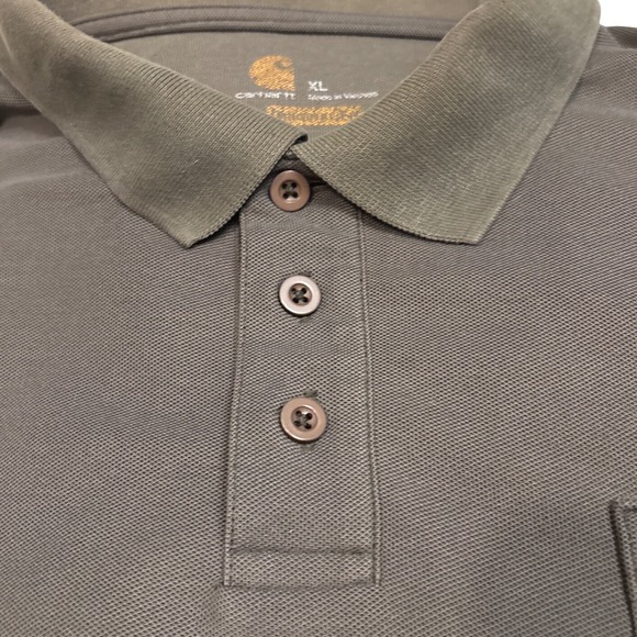 Carhartt XL Mens Polo Shirt‎ Workwear Pocket Relaxed Fit Olive Green - Picture 2 of 11